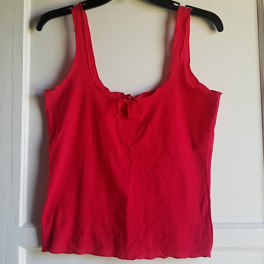Luxe Red tank top w/front tie Size Large